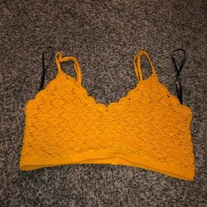Yellow Crochet Forever 21 Bra top